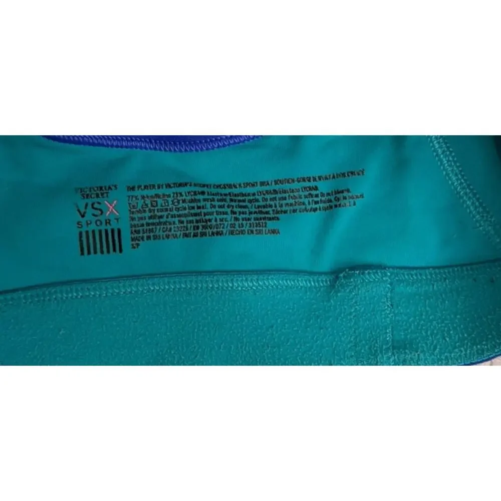 Victoria's Secret VSX Blue Teal Crossback Athletic Sports Bra Size Small
